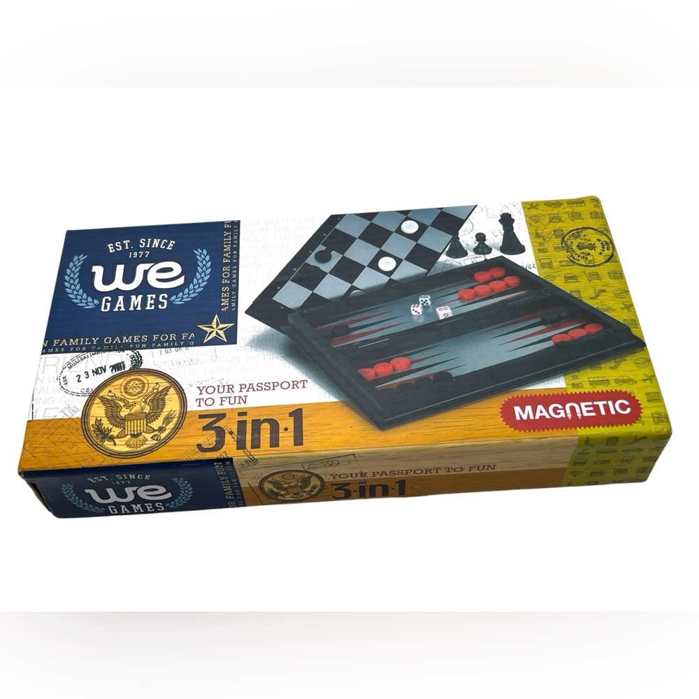 3-in-1 Magnetic Board Game Set - Black and Red
